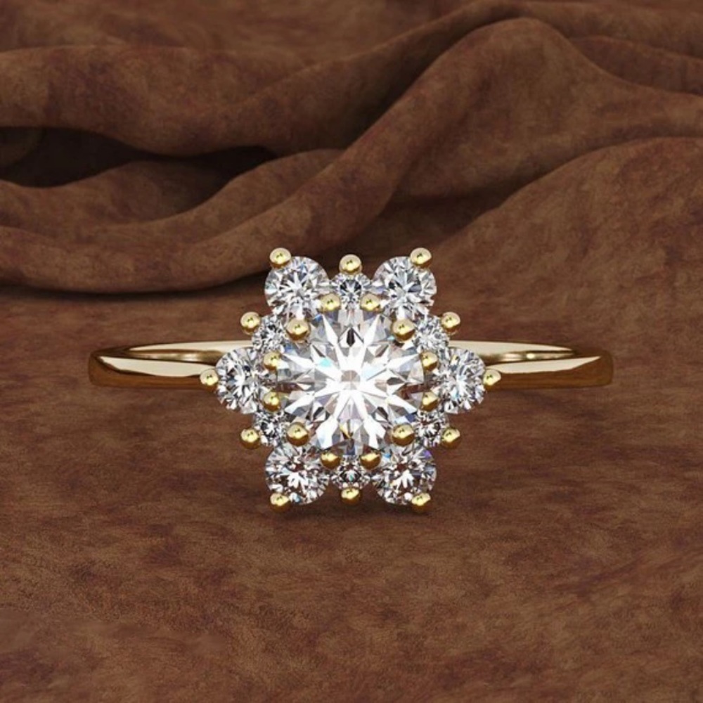 ~•New•~ Gold and Diamond Snowflake Ring